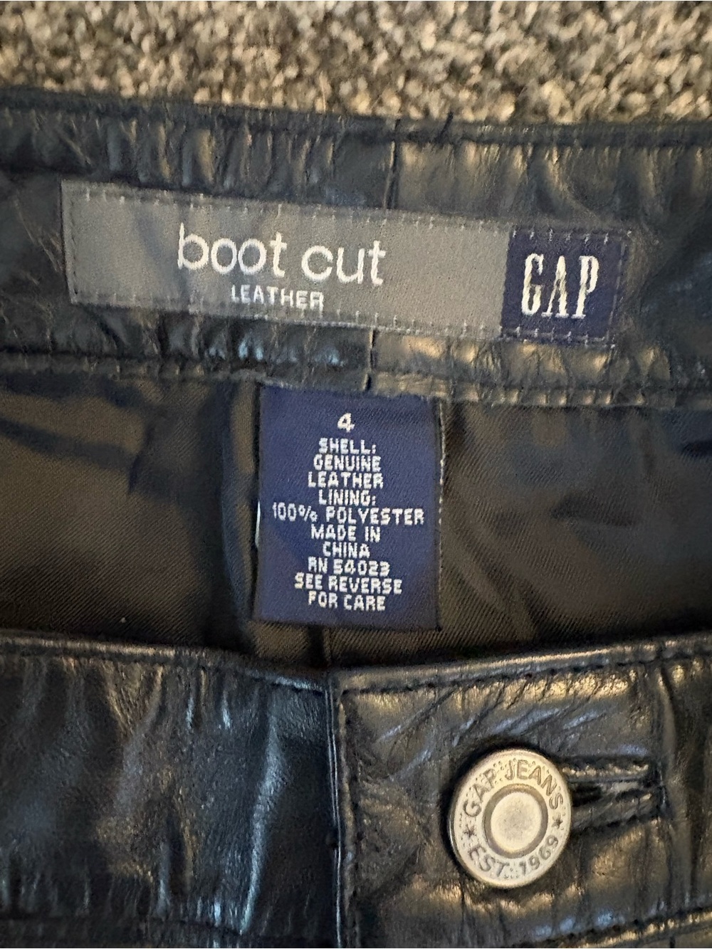 GAP Black Genuine Leather Flared Pants - Picture 2 of 2